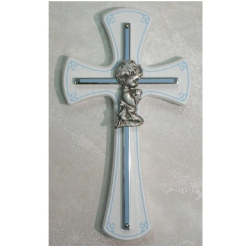 7" Boy Cross On White Wood