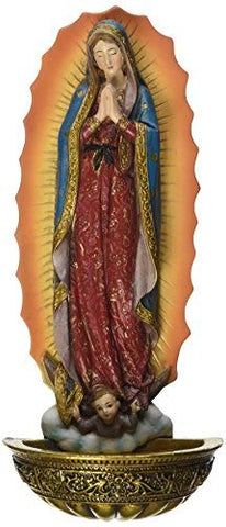 Joseph Studio 7.5" Our Lady Of Guadalupe Font, 7.38"H x 3.125"W x 2"D