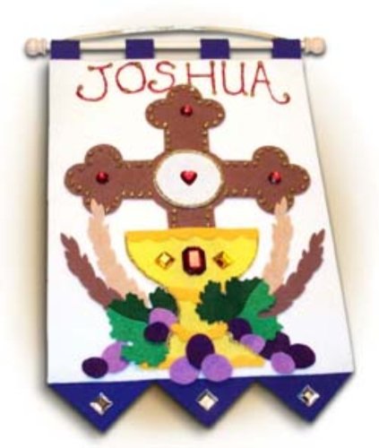 First Communion Banner Kit – Cross – Blue accents, 9 in. x 12 in.