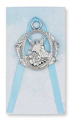 Guardian Angel Crib Medal Blue 10"