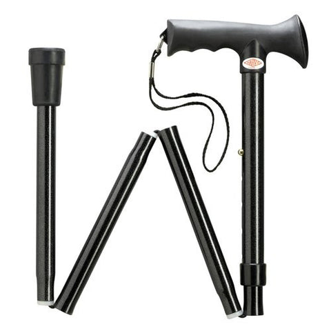 Overmold Ergonomic Folding Cane - Black