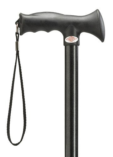 Unisex Alum. Adj. Cane W/Two Tone Soft Touch Handle Black