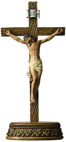 Joseph Studio 2-Piece Set 8.5" Crucifix w/ Stand Figure, 8.5"h 6"w 1.25"d