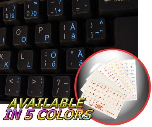 Swedish Finnish Transparent Keyboard Sticker with Blue Letters, 11 x 13