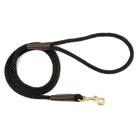 Mendota Small Snap Leash - Black, 3/8" X 6'