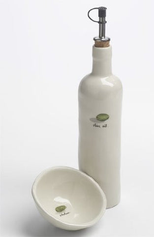 Oil Cruet + Olive Bowl Set