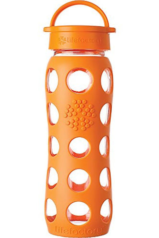 Glass Bottle with Classic Cap and Silicone Sleeve (orange) 22oz