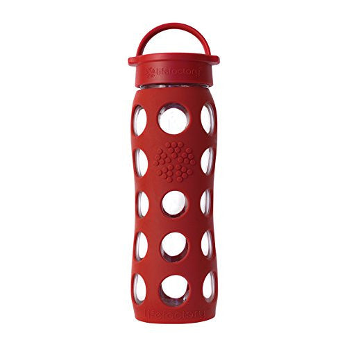 22 oz Glass Bottle with Classic Cap, Red
