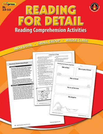 Reading Comprehension Book, Reading for Detail, Reading Levels 2.0–3.5