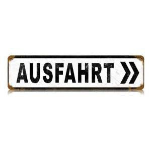 Ausfahrt vintage metal sign measures 20 inches by 5 inches