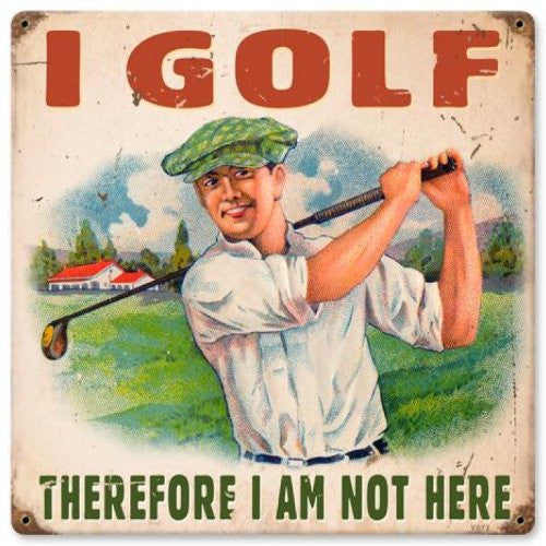 I Golf vintage metal sign measures 12 inches by 12 inches
