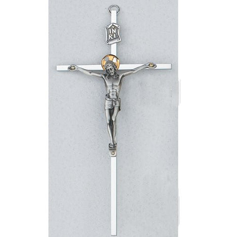 Made in Usa! 10" ALL Silver Crucifix Wall Cross. Perfect for Wedding Gifts, Confirmation, New Home, Rcia.