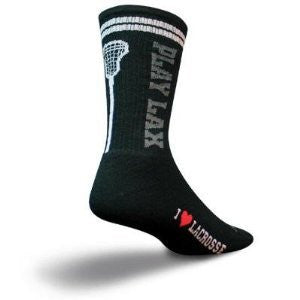 LAX Padded 8” Socks - Play LAX Black, Size Small/Medium