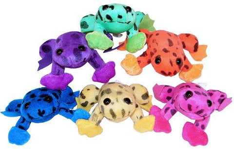 Plush Spotted Neon Frogs - 12 Pcs