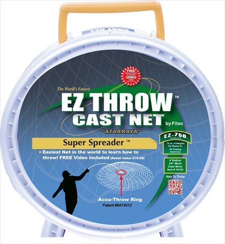 EZ 750 Cast Net - 3/8" by 6ft, Clear Mono