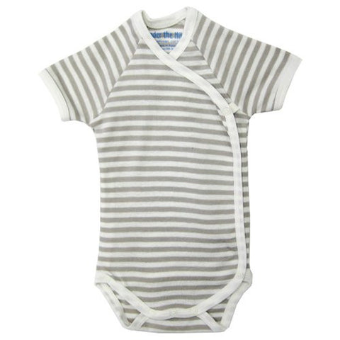 Nature's Nursery Short Sleeve Side Snap Babybody Baby Clothing in Tan Stripes (Size: Newborn - 3 Month)