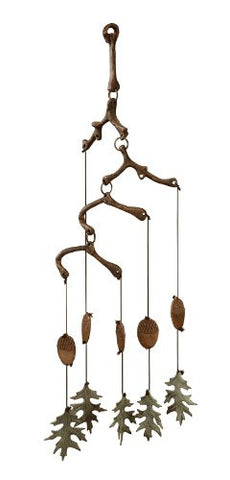 Acorn and Leaf Wind Chime 24"H 8"W 1"D BRASS 0.7lbs
