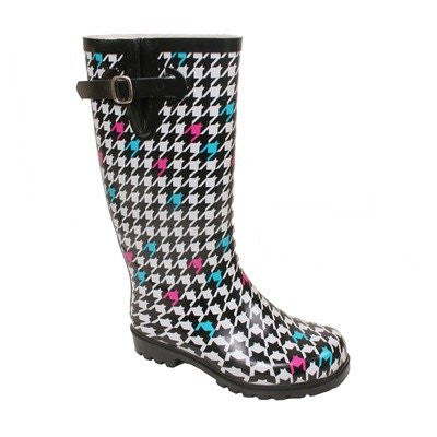 Nomad Women's Puddles Rain Boot,9 B(M) US,Blck/Wht Houndstooth