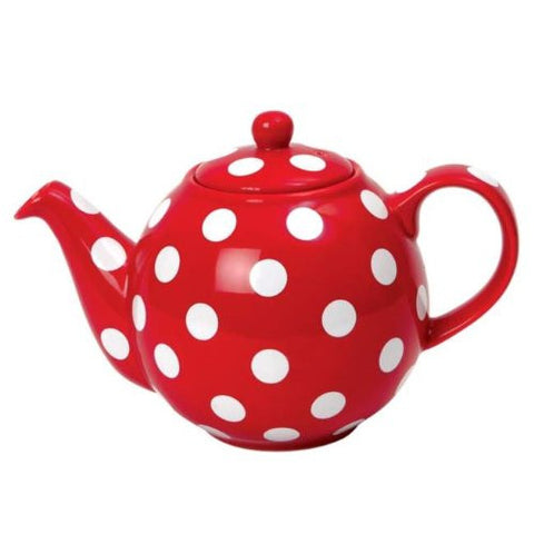 Teapot - Globe 6-cup - Red w/ White Spots