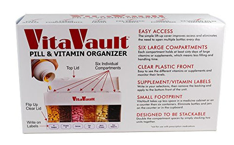 VitaVault Pill & Vitamin Dispenser and Organizer, 9" x 2.6" x 5"