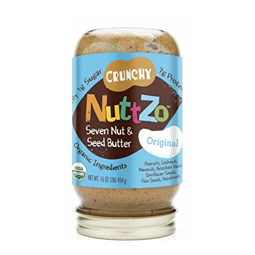 Nuttzo Nut Butters with Omega 3 Original, Crunchy At least 95% Organic 16 oz