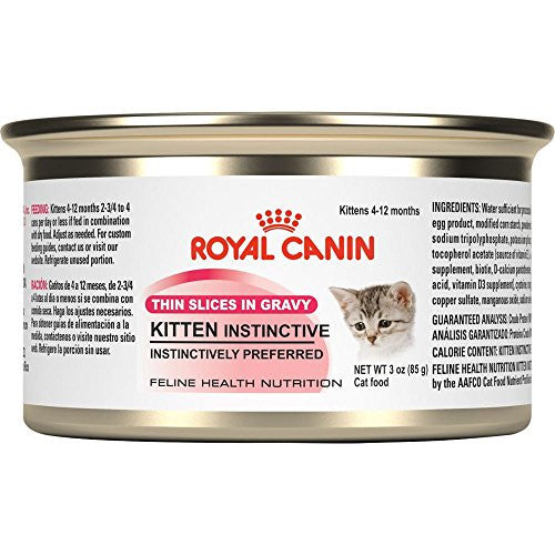 ROYAL CANIN FELINE HEALTH NUTRITION Kitten Instinctive thin slices in gravy canned cat food, 3-Ounces, 24-Pack