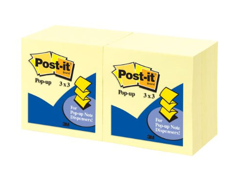 Post-it Pop-up Notes, 3 x 3-Inches, Canary Yellow, 12 pads