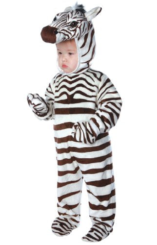 Zebra. Jumpsuit with Attached Feet, Hood, Mitts Toddler. X - Large