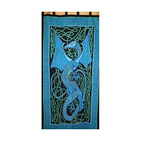 English Dragon Curtain - Blue, 44x88