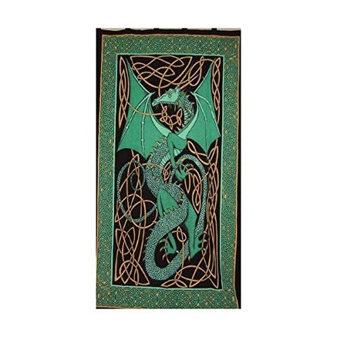 English Dragon Curtain - Green, 44x88