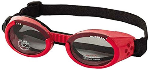 Shiny Red ILS Doggles with Light Smoke Lens - Medium