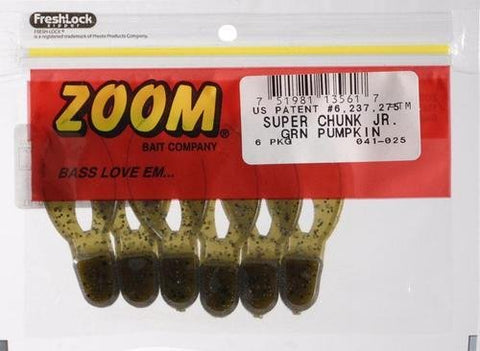 Zoom 041025 Super Chunk Jr., 2", 6Pk, Green Pumpkin (357632)