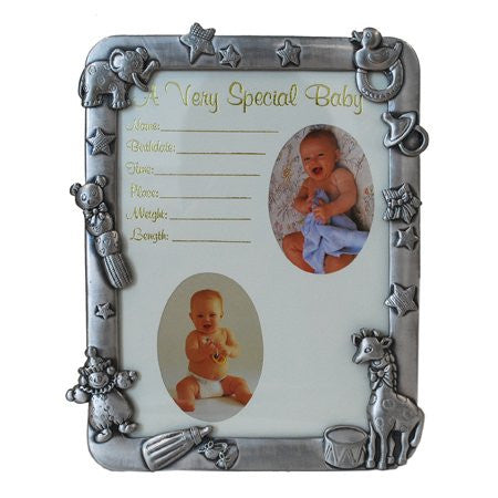 6"x8" Pewter Frame - A Very Special Baby with Giraffe