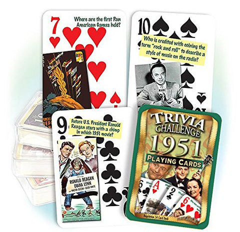 1951 Trivia Playing Cards 65th Birthday or 65th Anniversary Gift