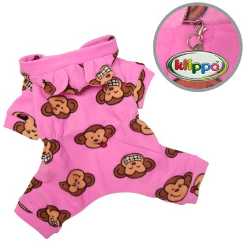 Silly Monkey Fleece Turtleneck Pajamas, Pink, M