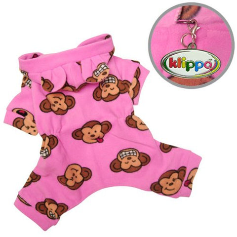 Silly Monkey Fleece Turtleneck Pajamas, Pink, M