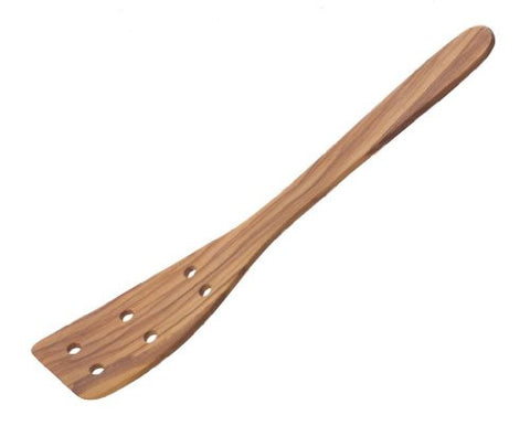 Olive Wood Curved Spatula with 6 holes, 11.8"