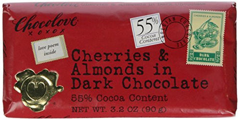CHOCOLOVE Chocolate Bars Dark With Cherries & Almonds 12/3.2 OZ