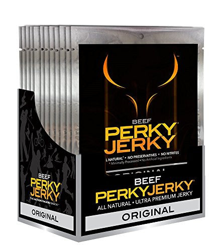 Perky Jerky 522 All-Natural Ultra Premium Tender Beef Jerky Caddy Pack, 1-Ounce Bag, 12-Pack