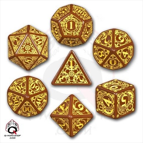 Steampunk - Brown & yellow Dice Set (7)