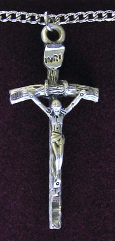 Pewter Papal Crucifix 24" Chain & Box