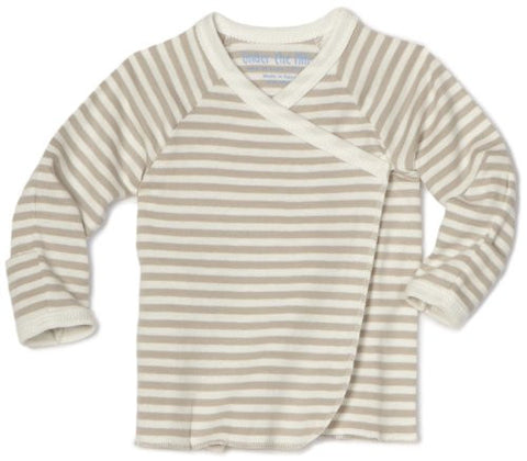 Nature's Nursery Long Sleeve Side Snap Shirt in Tan Stripes (Size: 0-3 Months)