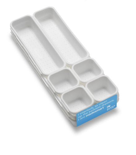 9 Piece Interlocking Bin Pack White (1) 15"x6" Bin, (2) 15"x3" Bin, (2) 9"x3" Bin & (4) 3"x3" Bin