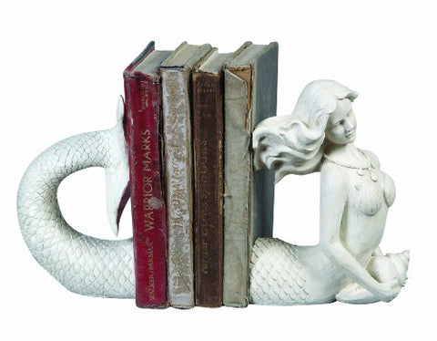 11"L Resin Mermaid Bookends, Cream, Set of 2