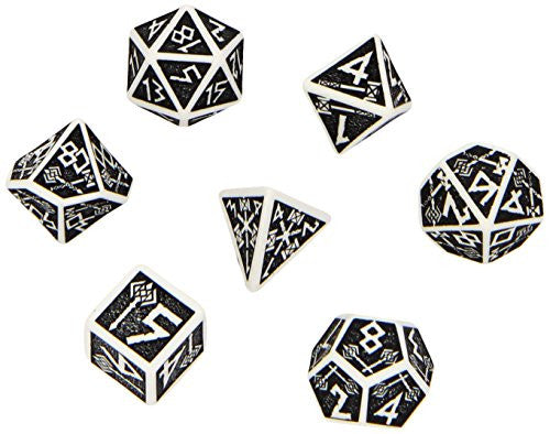 White & black Dwarven Dice (set of 7)