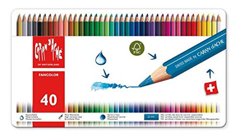 Caran d'Ache Fancolor Metal Box, 40 Colour Pencils