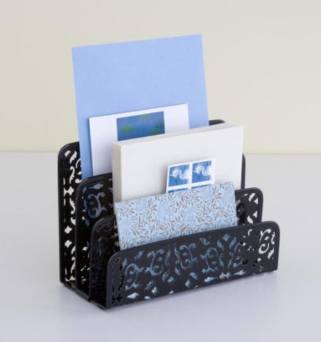 Design Ideas Brocade Letter Holder, Black