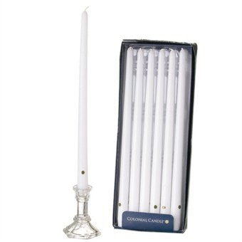 White Unscented 15" Handipt Taper Dinner Candles, Box of 12