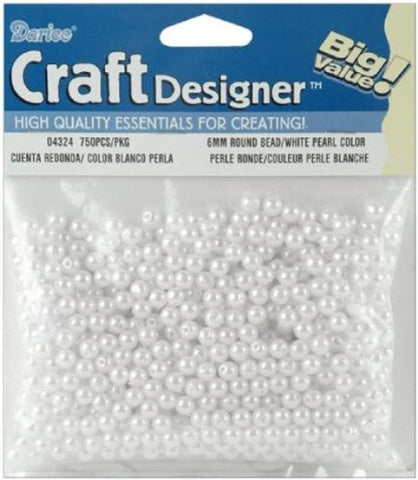 Pearl Beads - Round - White - 6mm - 750 pieces