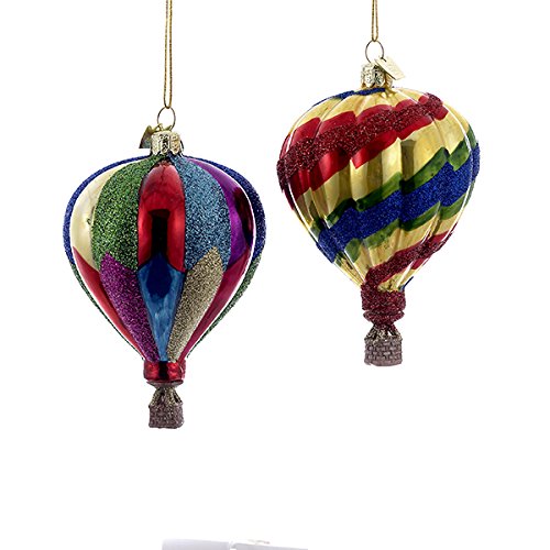 NOBLE GEMS GLASS HOT AIR BALLOON ORNAMENT - 2 ASSORTED